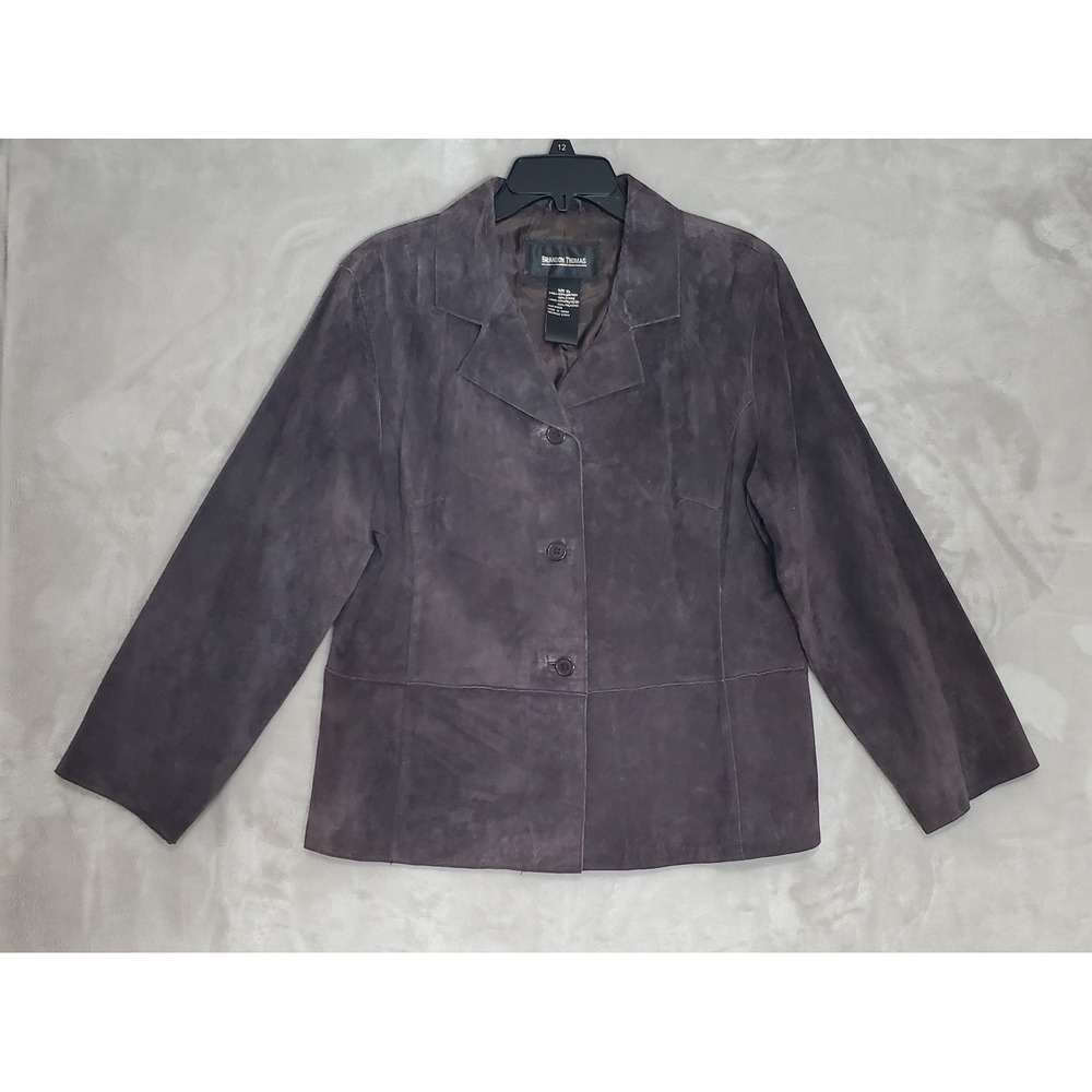 Vintage Brandon‎ Thomas Jacket Women's XL Suede Leather Brown Button Up Boho EUC